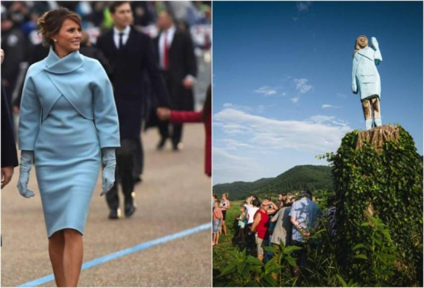 La ciudad natal de la primera dama estadounidense, Melania Trump, presumió la primera estatua de su más famosa hija, aunque ha causado polémica.