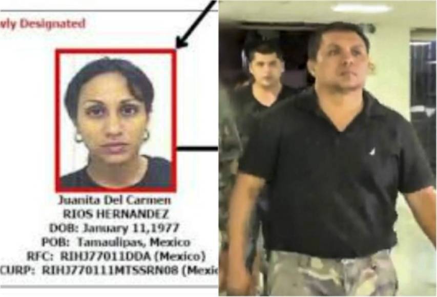 Juanita del Carmen Ríos Hernández, esposa de Miguel Ángel Treviño Morales, alias el Z40. El Departamento del Tesoro de Estados Unidos la incluyó en la lista de cabecillas del narcotráfico y congeló sus bienes en ese país. Actualmente la buscan por el delito de lavado de dinero.