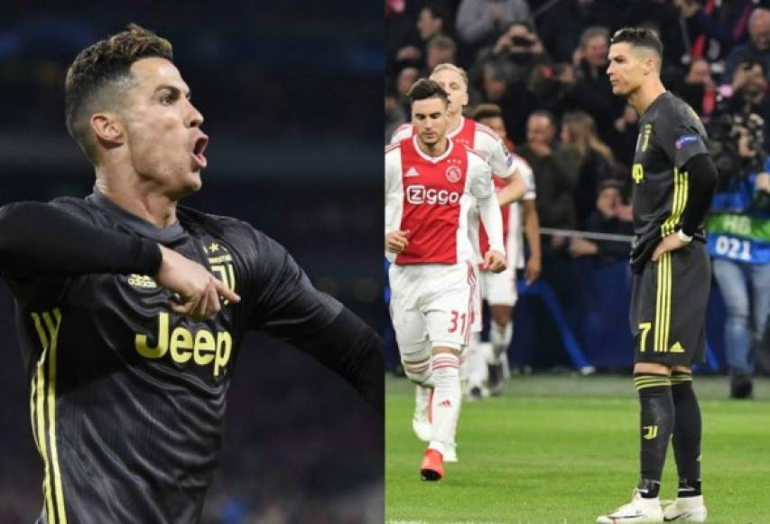 Cristiano Ronaldo fue protagonista en el empate 1-1 entre el Ajax y la Juventus por la ida de cuartos de final de la Champions League. El crack portugués festejó un golazo y luego salió con amargura. Fotos AFP.