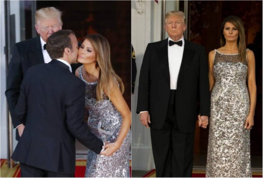 Melania Trump fue la gran protagonista de la primera visita de Estado en la Casa Blanca. La primera dama estadounidense fue la anfitriona anoche de un banquete especial en honor al presidente francés Emmanuel Macron y su esposa Brigitte.