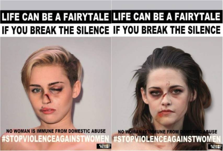 Miley Cyrus y Kirsten Bell aparecen en la campaña cuyo objetivo es de persuadir a todas las víctimas de violencia doméstica de romper el silencio y de crear conciencia.