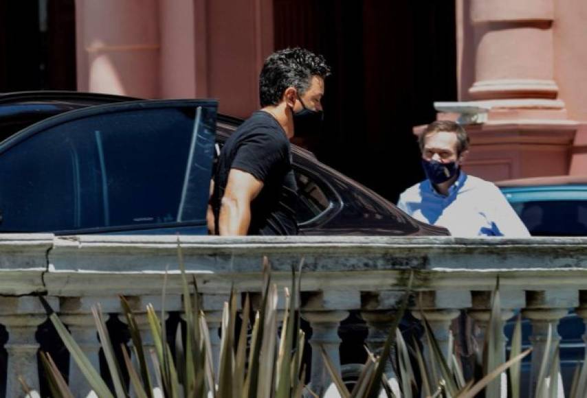 Marcelo Gallardo, exfutbolista y ahora entrenador de River Plate, llegó a la Casa Rosada para despedir a Maradona.