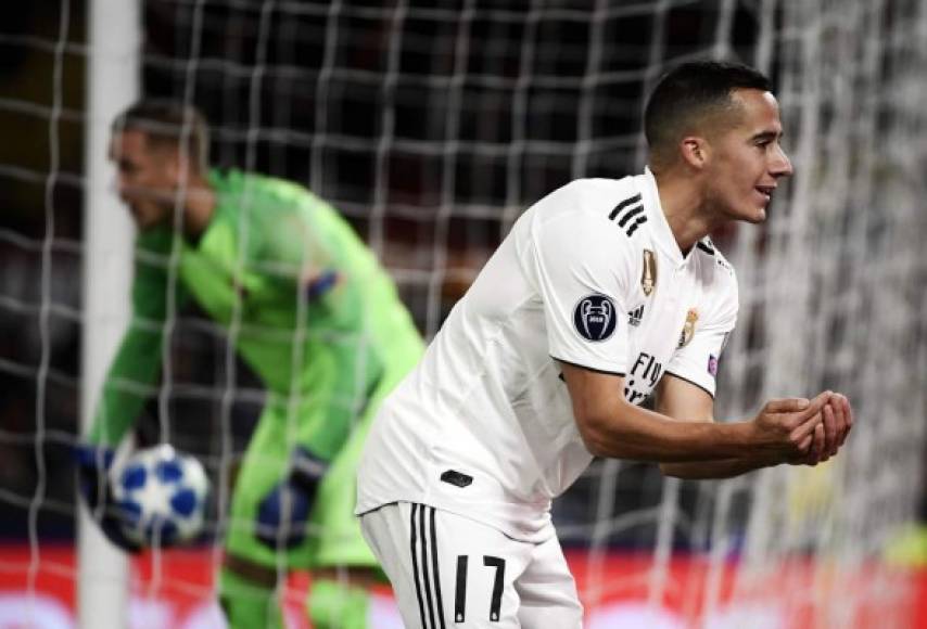 Así celebró Lucas Vázquez su gol para el 0-2 del Real Madrid ante la Roma.