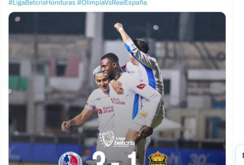 ”Los leones se quedan con el Clásico Moderno y aumentan su invicto”, señaló la Liga Betcris de Honduras.