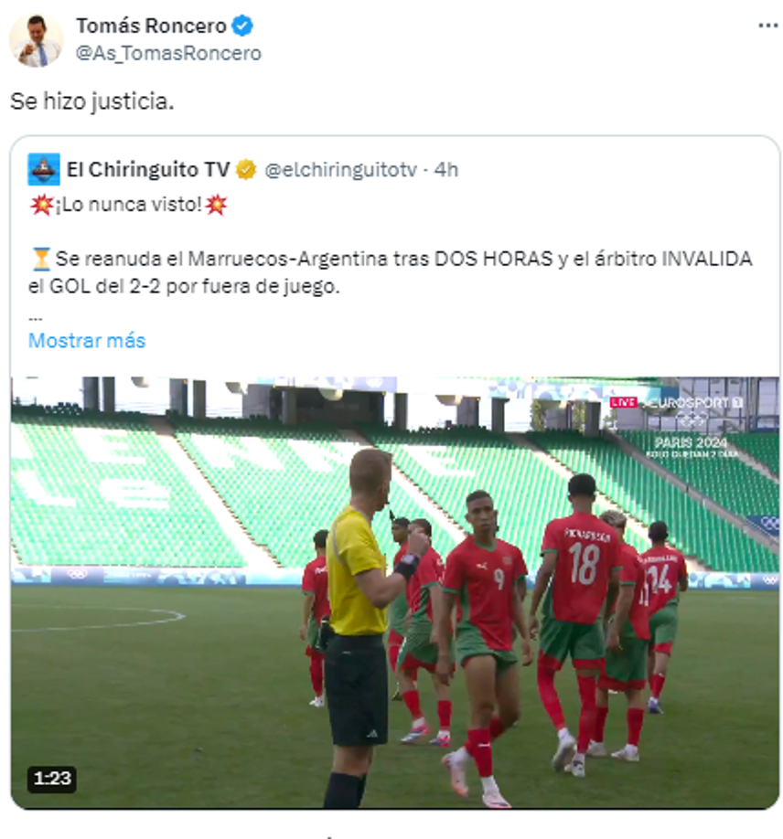 “Se hizo justicia”, comentó el periodista Tomás Roncero.