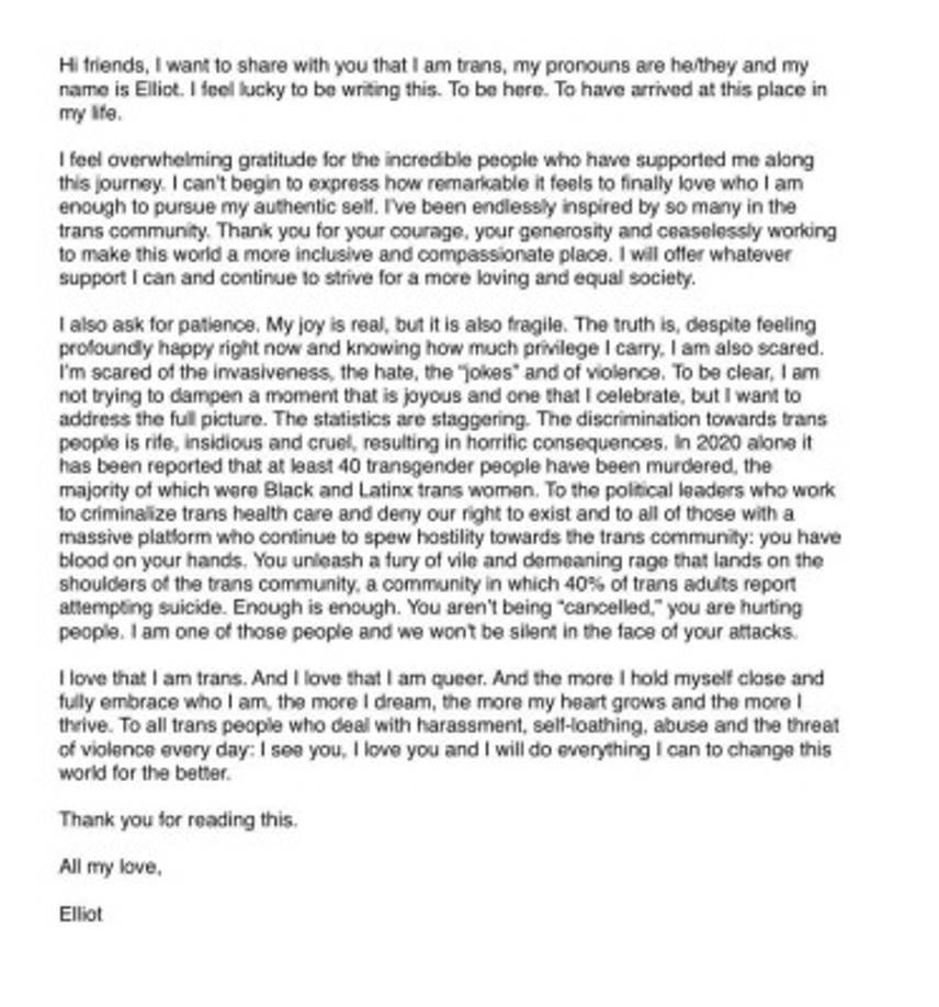 'Me siento afortunado de escribir esto. De estar aquí. De haber llegado a este lugar en mi vida', agregó.