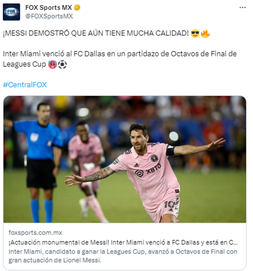 Fox Sports: “¡MESSI DEMOSTRÓ QUE AÚN TIENE MUCHA CALIDAD!”.