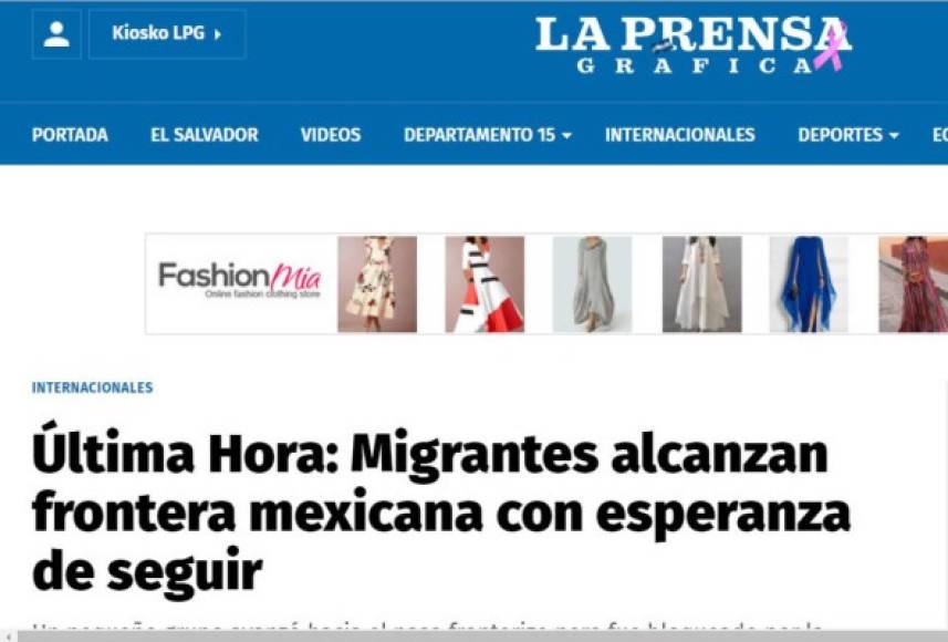 La Prensa Gráfica de El Salvador informó sobre el paso de los hondureños.