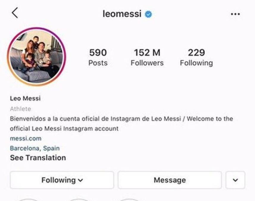 Anteriormente Messi tenía esta fotografía de perfil en su cuenta de Instagram en donde aparecían Antonela Roccuzzo y sus tres hijos. 