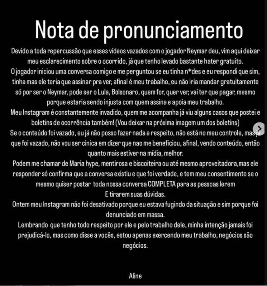 Esta es la segunda declaración de la modelo desde que la conversación se volvió viral. Criticada por intentar promocionarse a expensas de la estrella, contrarrestó los comentarios llamando payasos a las mujeres que envían desnudos gratis.