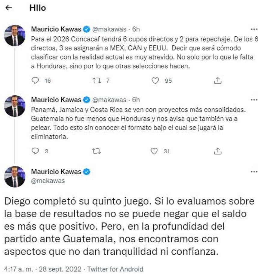 Mauricio Kawas dio su punto de vista sobre el nivel mostrado por Honduras. 