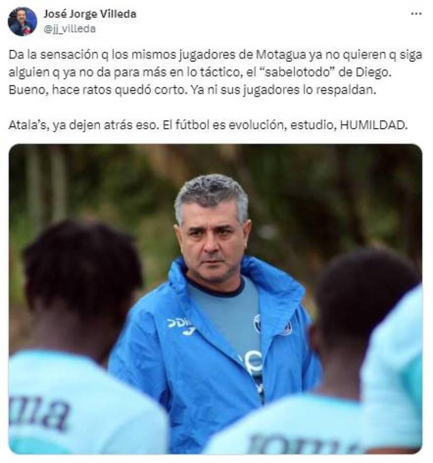 José Jorge Villeda fue contundente tras la goleada de Real España y disparó contra Diego Vázquez: “Atalas, ya dejen atrás eso. El fútbol es evolución, estudio y humildad”.