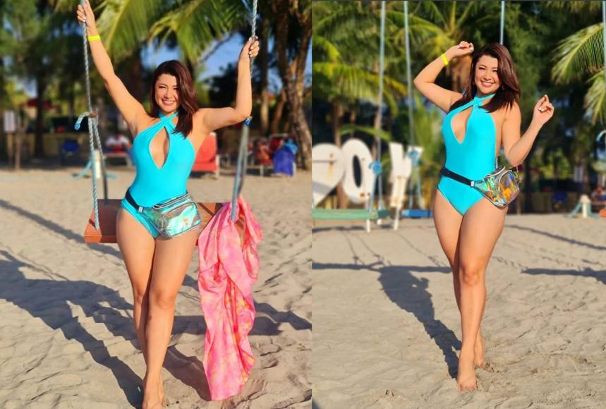 La presentadora de HCH, Milagro Flores, presume su cuerpazo en las playas de Tela. 