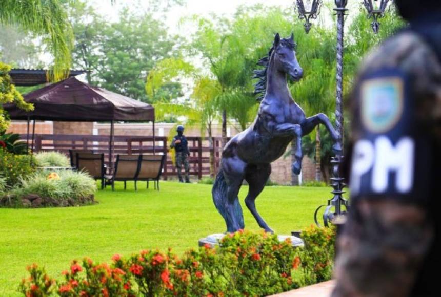 Esta estatua forjada en bronce luce imponente en una de las más grandes viviendas que le fueron aseguradas a la familia Valle. La familia tiene un evidente gusto por estos animales.