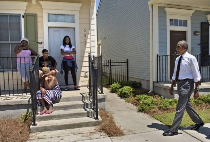 Obama recorrió a pie el barrio afro-estadounidense de Treme, uno de los más antiguos de la ciudad.