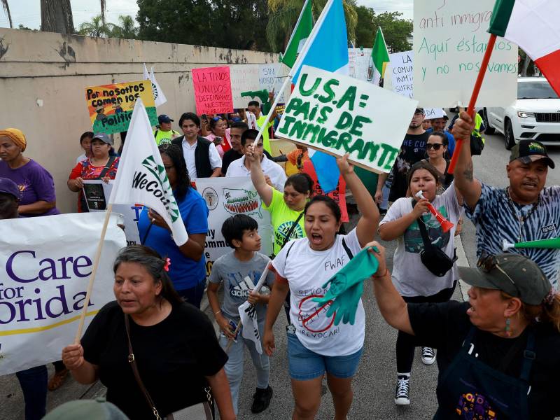 Con protestas rechazan la ley migratoria en Florida.