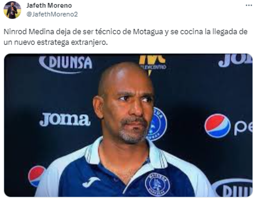 Mario Jafeth Moreno de Grupo OPSA: “Ninrod Medina deja de ser técnico de Motagua y se cocina la llegada de un nuevo estratega extranjero”.