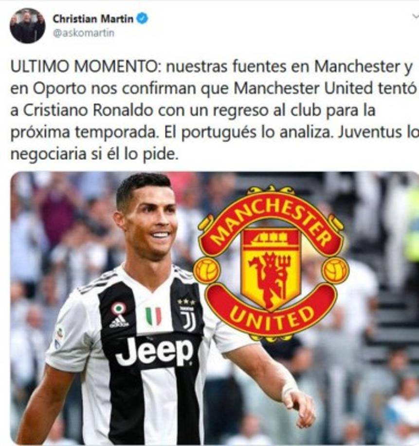 Según información del periodista Christian Martin, corresponsal de Fox en el Reino Unido, el Manchester United si ha interesado en volver a tener en sus filas a CR7.