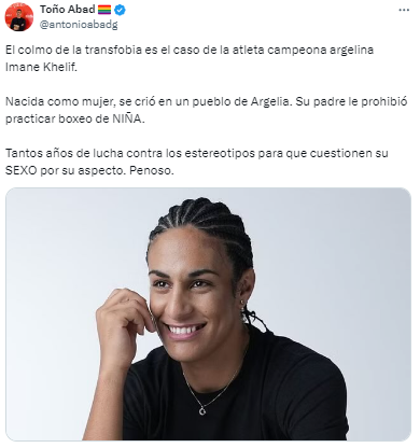 ”Nacida como mujer, se crió en un pueblo de Argelia. Su padre le prohibió practicar boxeo de NIÑA”, 