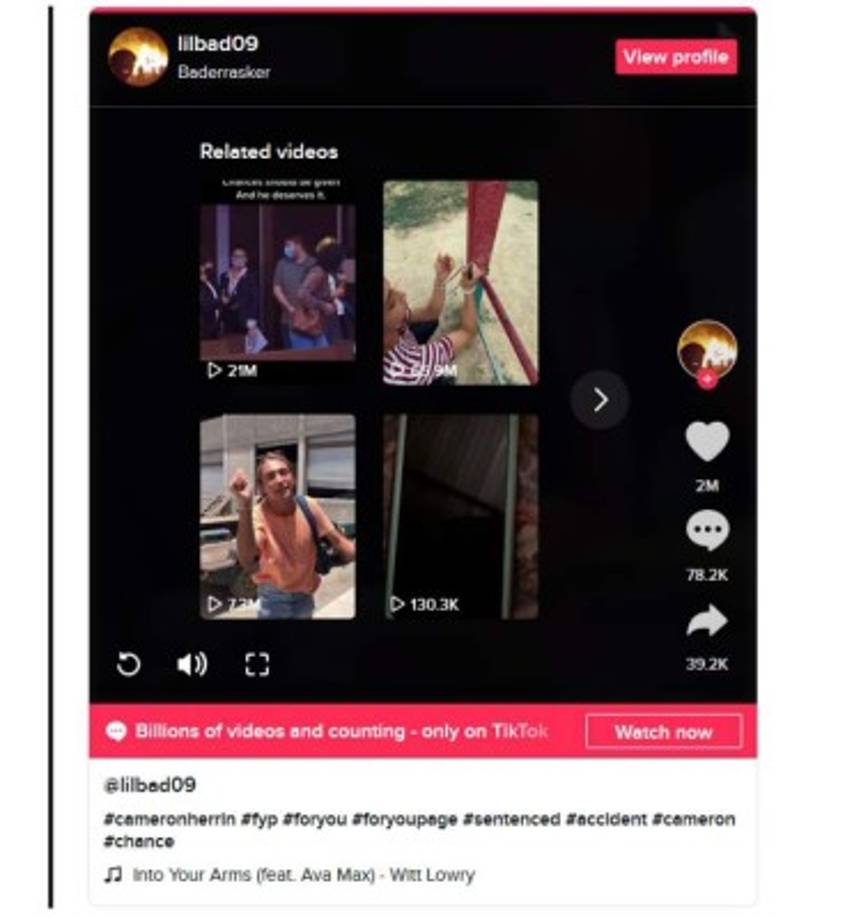 Uno de los videos en TikTok más vistos por usuarios. Alcanza los 2 millones de vistas.