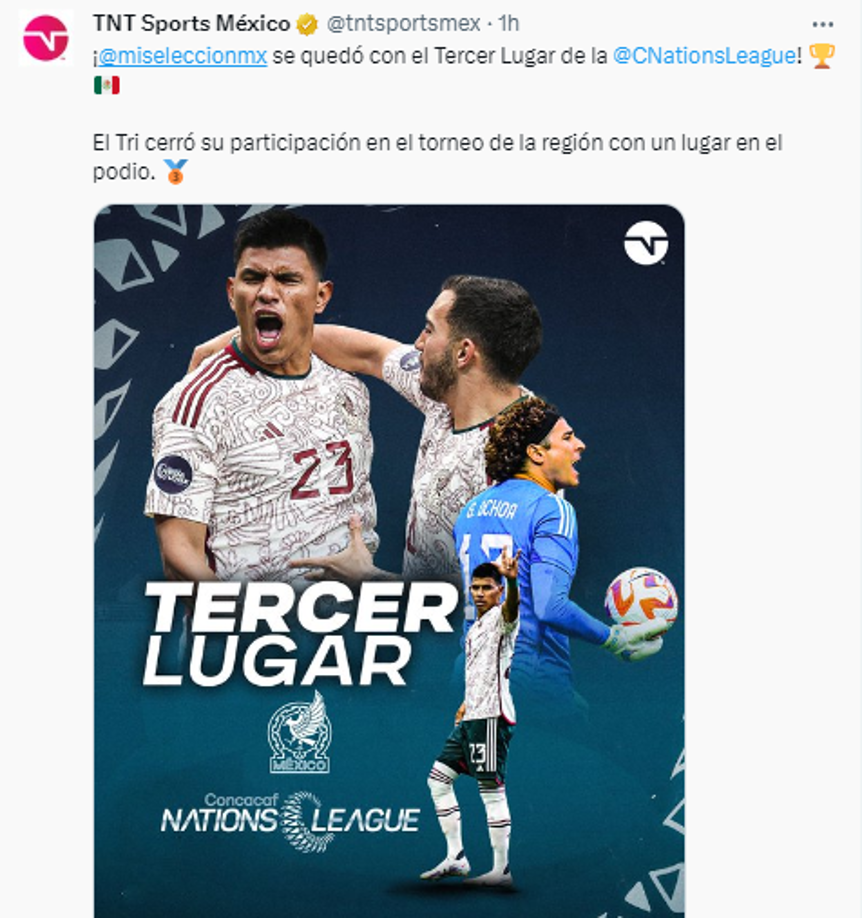TNT Sports: “El Tri cerró su participación en el torneo de la región con un lugar en el podio”.