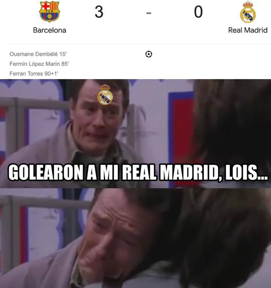 Real Madrid es víctima de jocosos memes tras goleada ante Barcelona