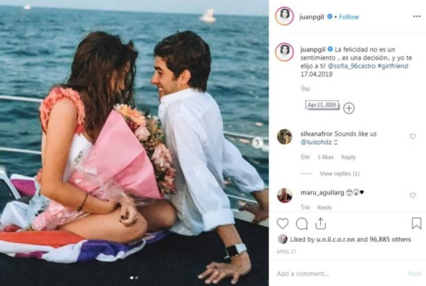 El pasado 17 de abril los Sofía Castro y Juan Pablo Gil sorprendieron a sus seguidores dando a conocer su amor por medio de románticas publicaciones en sus respectivas cuentas de Instagram.