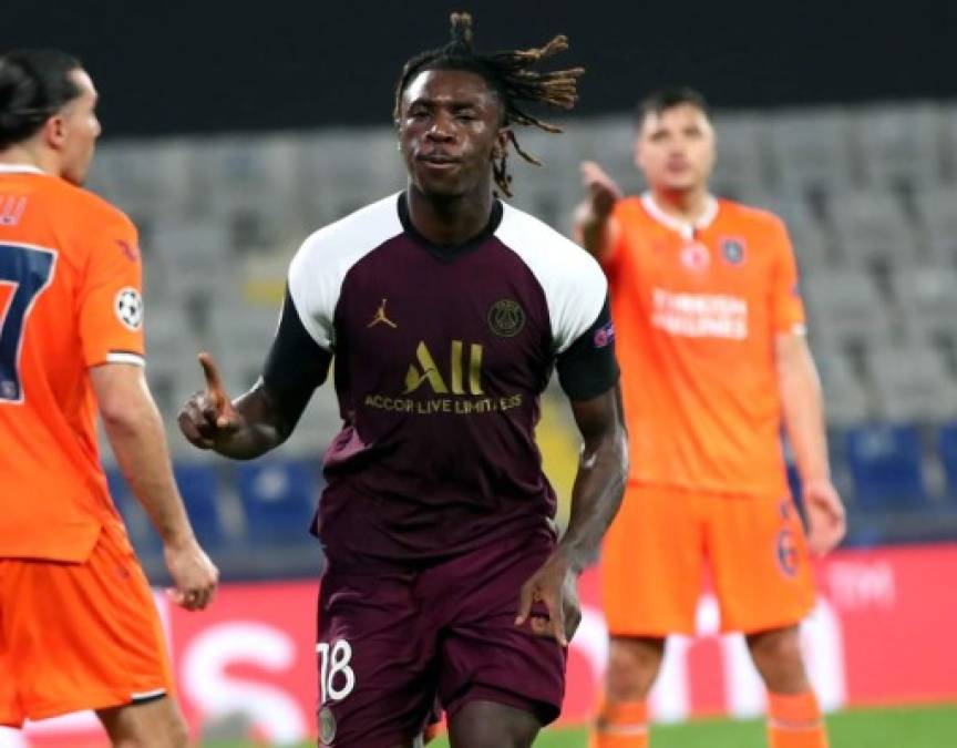 El delantero italiano Moise Kean marcó un doblete para el triunfo del PSG contra el Istanbul Basaksehir FK (0-2).