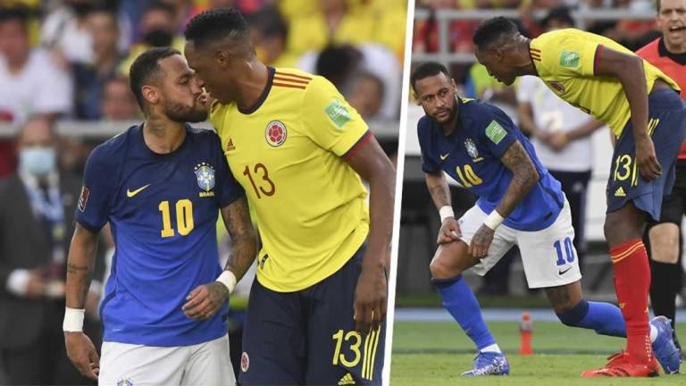 Neymar y Yerry Mina tuvieron un bravo enfrentamiento.