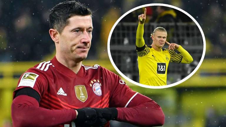 Robert Lewandowski le ganó el duelo goleador a Erling Haaland en el Clásico de Alemania.