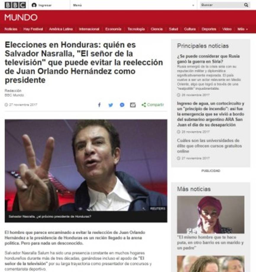 La cadena BBC, de Inglaterra, destacó las tres décadas de trayectoria televisiva de 'el señor de la televisión' como comentarista deportivo.