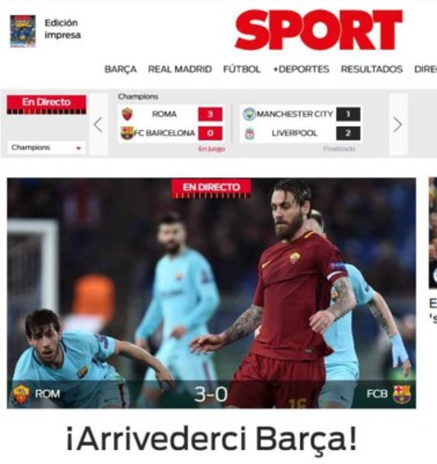 Y tras la la eliminación del Barcelona, esto ha dicho Sport.