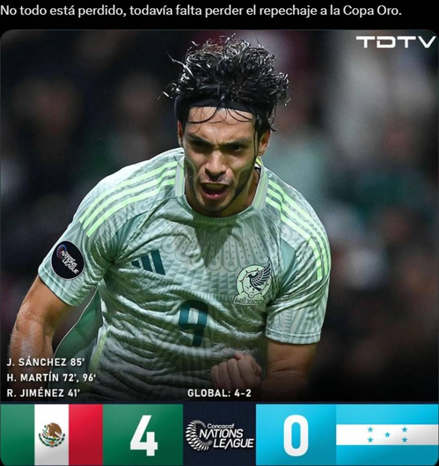 Los divertidos memes que dejó la goleada que sufrió Honduras contra México (4-0) en la vuelta de cuartos de final de la Nations League de la Concacaf.