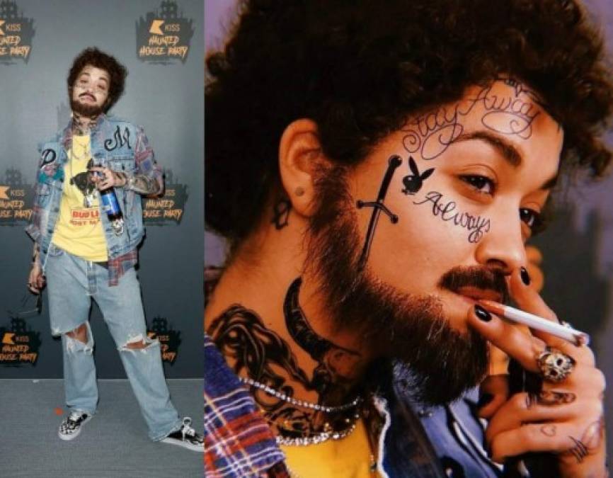 La estrella imitó al rapero Post Malone.