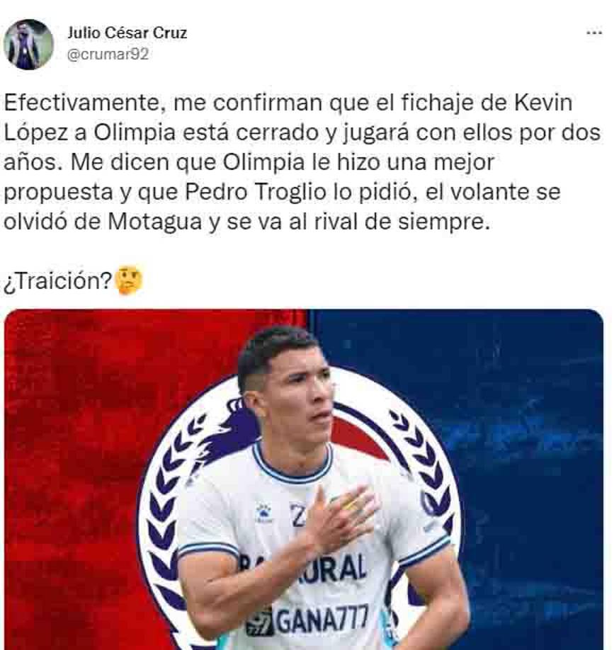 El periodista Julio Cruz señaló que Pedro Troglio pidió el fichaje de Kevin López. ¿Traición? se preguntó.