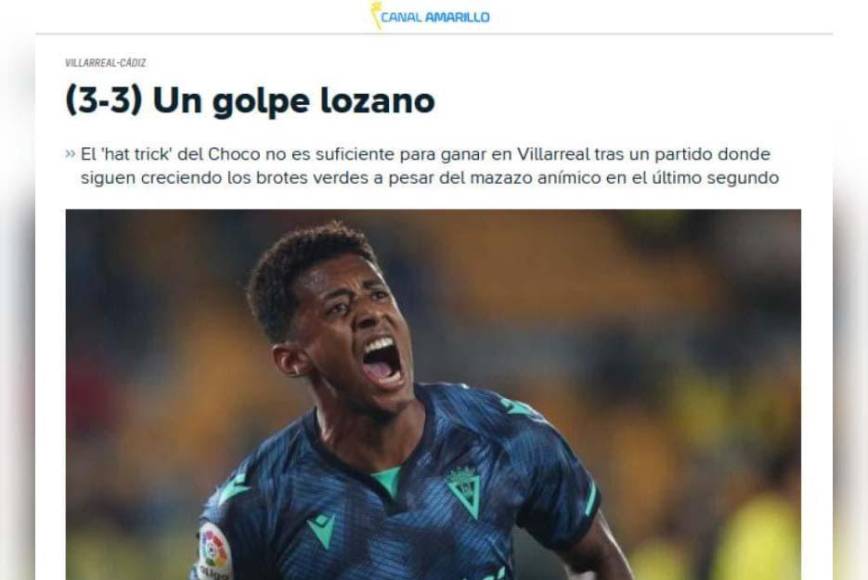 Prensa deportiva de Cádiz destacó los tres goles del Choco, aunque lamentó que el club cedió un amargo empate ya sobre la recta final del juego.