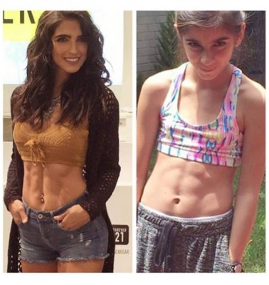 Mar heredó de su madre la pasión por el ejercicio y el cuidado personal, desde muy pequeña ha entrenado al lado de ella logrando tener una silueta envidiable al igual que la de su mamá.