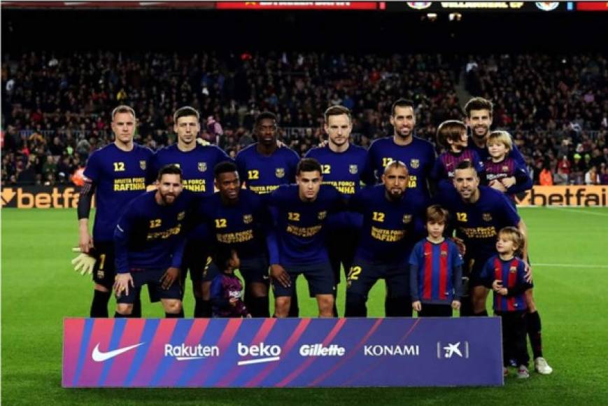 El once titular del Barcelona contra el Villarreal en el Camp Nou.