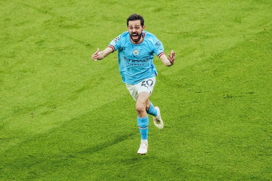 Bernardo Silva celebrando el 2-0 del Manchester City contra el Real Madrid.