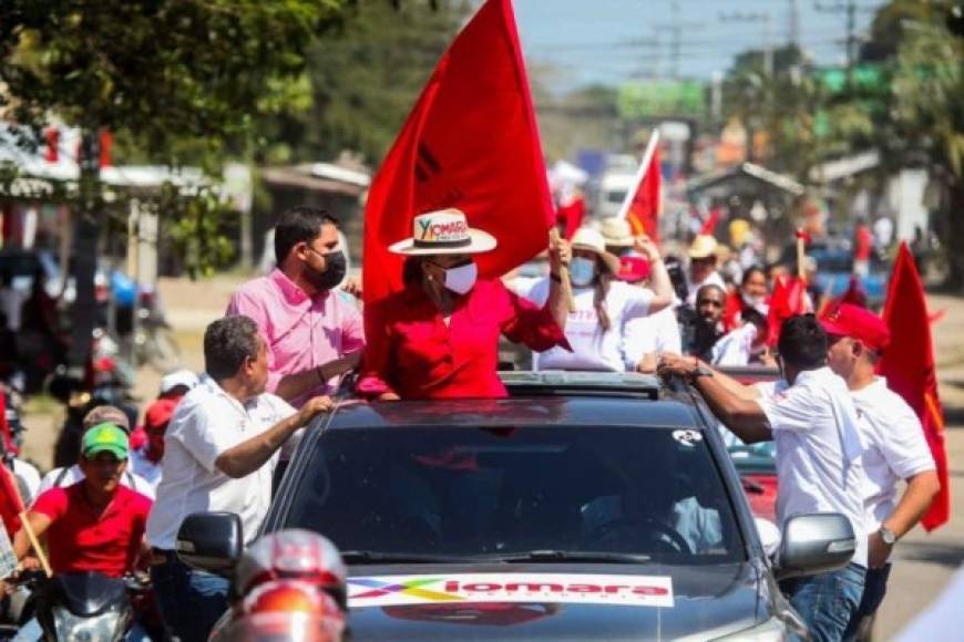 La precandidata presidencial del Partido Libertad y Refundación, Xiomara Castro también aprovechó este domingo para continuar su campaña política de cara a las elecciones internas del 14 de marzo.