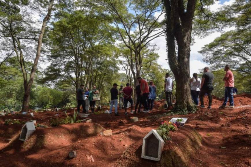 Centenares de fosas han sido cavadas sobre la tierra rojiza mientras el número de muertos por la COVID-19 aumenta cada día en Brasil, principalmente en Sao Paulo, el estado más poblado del país con 46 millones de personas.