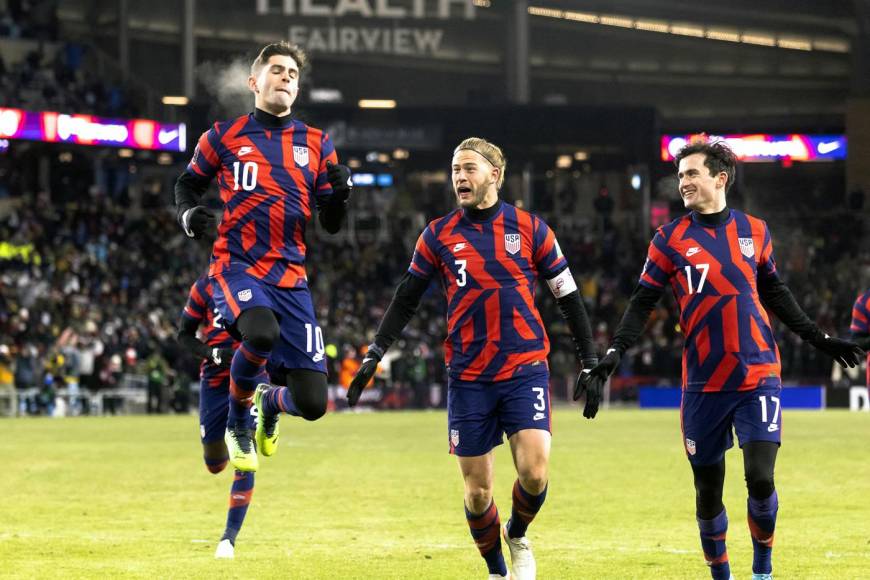 La celebración de la estrella de Estados Unidos tras marcar su gol.