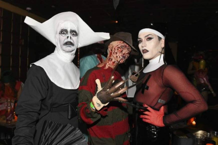 En la fiesta celebrada por la modelo Heidi Klum se encontraron los personajes de horror de antaño con los nuevos, como La Monja y Freddy Krueger.