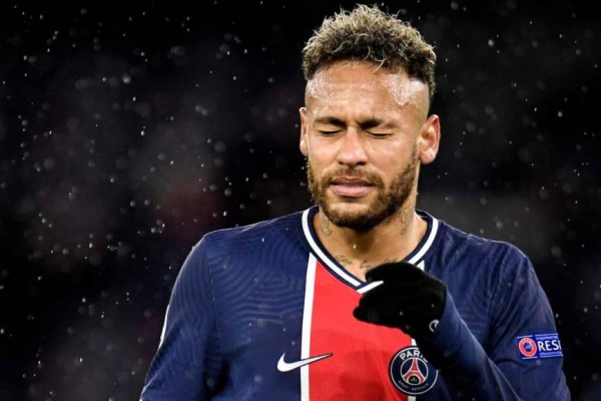 Manchester (United Kindom), 04/05/2021.- PSG'Äôs Neymar reacts during the UEFA Champions League semi final, second leg soccer match between Manchester City and Paris Saint-Germain in Manchester, Britain, 04 May 2021. (Liga de Campeones, Reino Unido) EFE/EPA/PETER POWELL<br/>