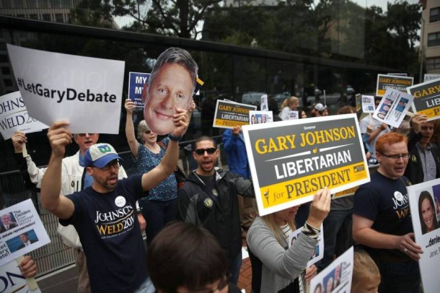 ESTADOS UNIDOS. Quieren a Johnson en debate. Seguidores del candidato presidencial Gary Johnson piden que lo incluyan en los siguientes debates. Foto: AFP/Mark Wilson