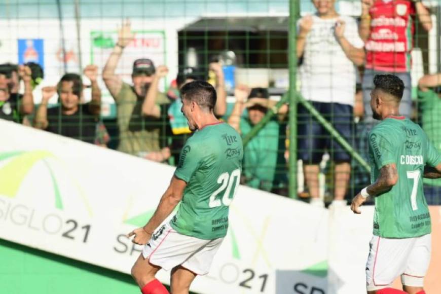 Bruno Volpi anotó su primer gol con el Marathón y lo gritó a todo pulmón.