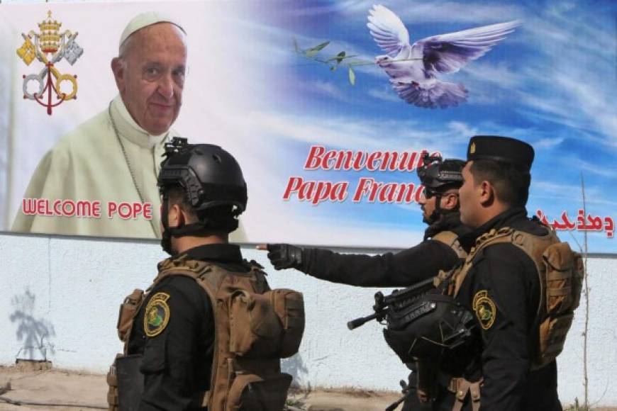 Auto blindado y 10,000 policías: El gigantesco operativo de seguridad para el Papa en Irak