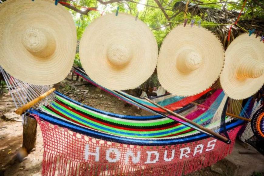 Sombreros de junco de Santa Bárbara. Con este producto, 'pateplumas' se dedican a la elaboración de los tradicionales sombreros. Es normal ver la venta de estos a orilla de carretera en Ilama.