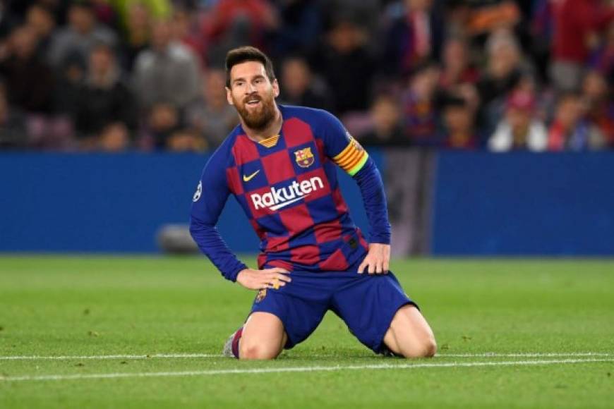 Messi se lamenta de una ocasión fallada en el partido ante el Slavia.