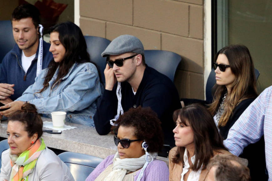 El cantante y actor Justin Timberlake y su esposa la actriz Jessica Biel, entre los asistentes a la final del US Open.